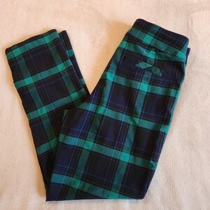 Kim Rogers Blue and Green Plaid Skinny Pants